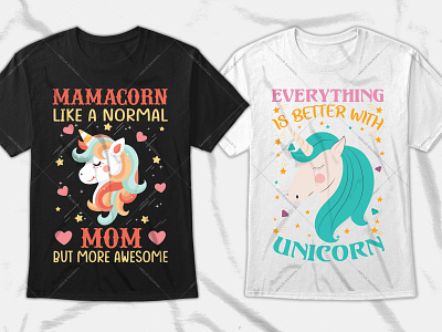 Unicorn Typography T-Shirt Design Graphic