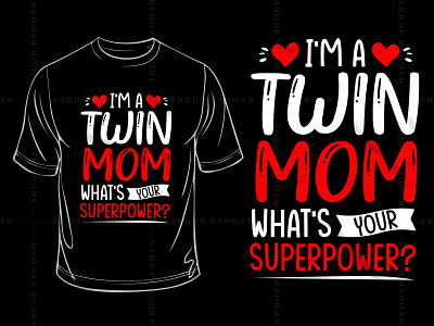 Twin Mom Typography T-Shirt Design