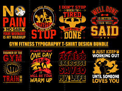 Gym Fitness T Shirt Design Bundle