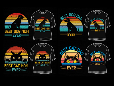 Cat Dog Mom Dad T-Shirt Design Bundle motivational t shirt design