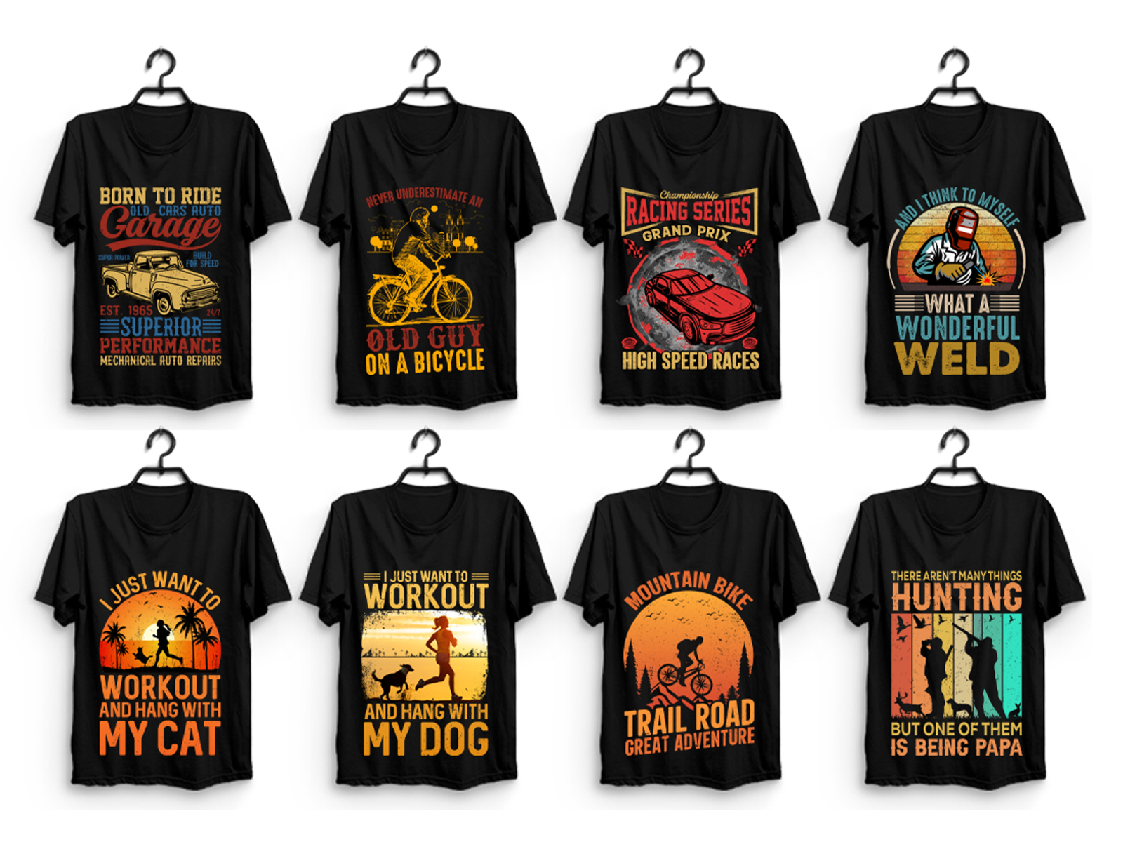 Retro Vintage Sunset T-Shirt Design Bundle by T-Shirt Design Bundle on ...