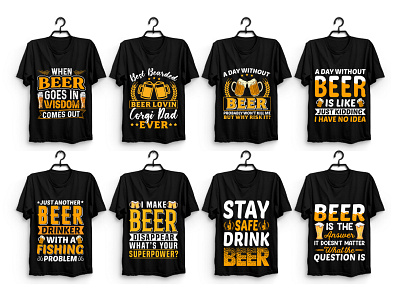 Beer T-Shirt Design Bundle graphic tees