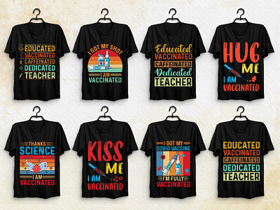 Vaccinated T-Shirt Design Bundle quotes t shirt design