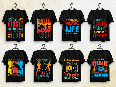 Music T-Shirt Design Bundle motivational t shirt design