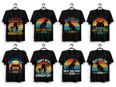 Cat Dog T-Shirt Design Bundle cat dog t shirt design