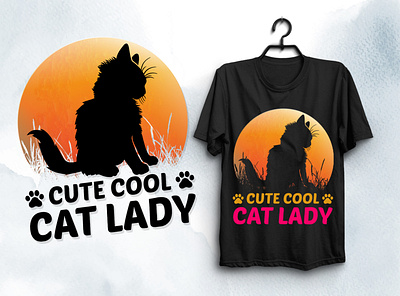 Cool Cat Lady T-Shirt Design typography t shirt