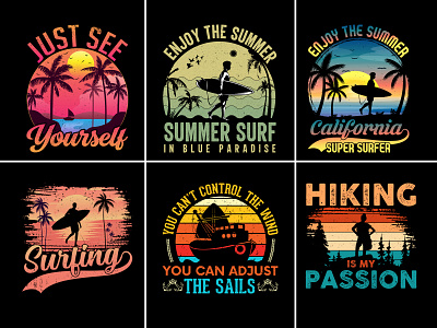 Sunset T-Shirt Design Bundle sunset t shirt design