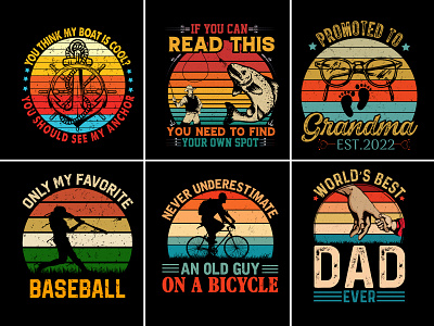 Sunset Colorful T-Shirt Design Bundle