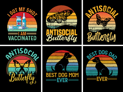 Retro Vintage Sunset T-Shirt Design