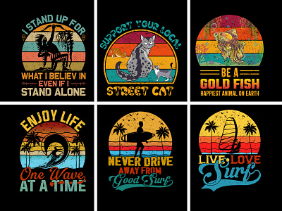 Sunset Colorful T-Shirt Design Bundle