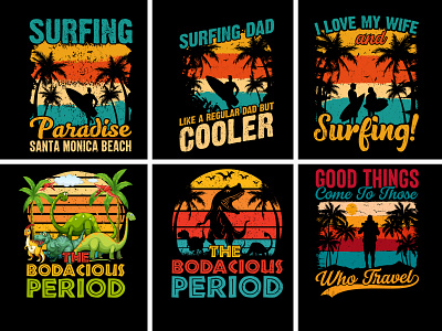 Vintage Retro Sunset T-Shirt Design Bundle