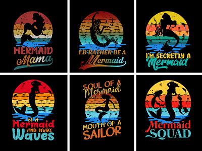 Mermaid Sunset Colorful T-Shirt Design t shirt design