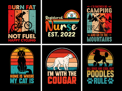 Vintage Retro Sunset T-Shirt Design Bundle