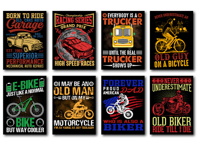 Bike Car Lover T-Shirt Design Bundle typography t shirt