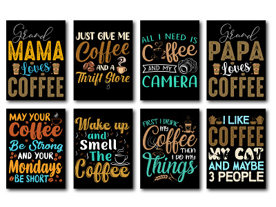 Coffee Lover T-Shirt Design Bundle typography t shirt