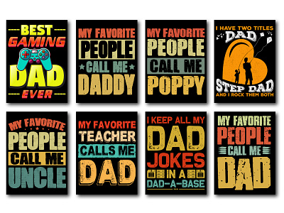 Father Dad Papa T-Shirt Design Bundle typography t shirt