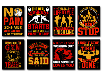 GYM Fitness T-Shirt Design Bundle typography t shirt