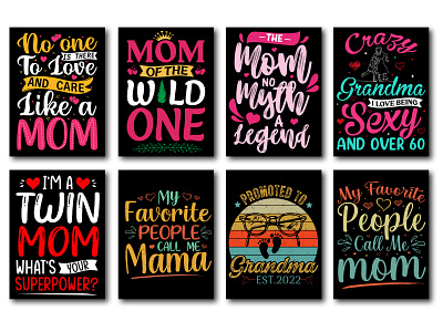 Mom Mama T-Shirt Design Bundle typography t shirt