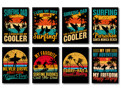 Surfing Lover T-Shirt Design Bundle typography t shirt