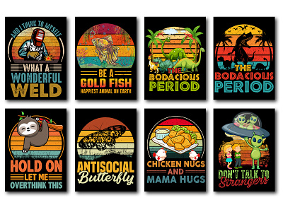 Retro Vintage Sunset T-Shirt Design Bundle