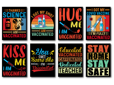 Vaccinated T-Shirt Design Bundle typography t shirt