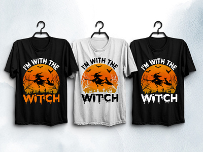 I'm With The Witch Halloween T-Shirt Design