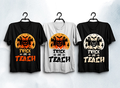 Trick Or Teach Halloween T Shirt Design Sm typography t shirt