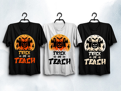 Trick Or Teach Halloween T Shirt Design Sm