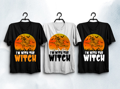 I'M With The Witch Halloween T-Shirt Design typography t shirt