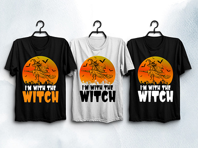 I'M With The Witch Halloween T-Shirt Design