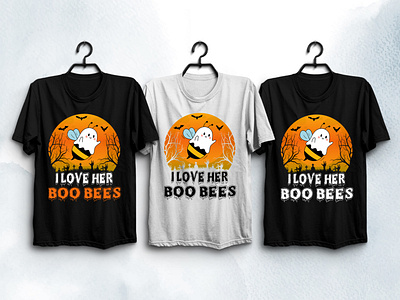 I Love Her Boo Bees Halloween T-Shirt