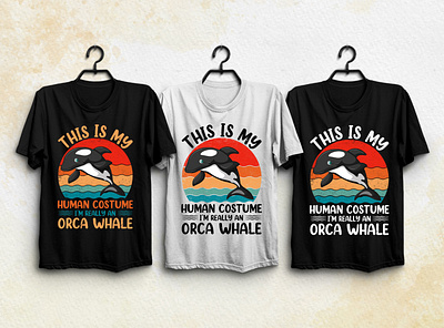 Orca Whale Human Costume T-Shirt Design typography t shirt