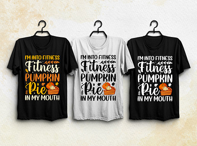 Fitness Pumpkin Pie Thanksgiving T-Shirt Design typography t shirt