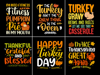 Thanksgiving Day T-Shirt Design Bundle typography t shirt