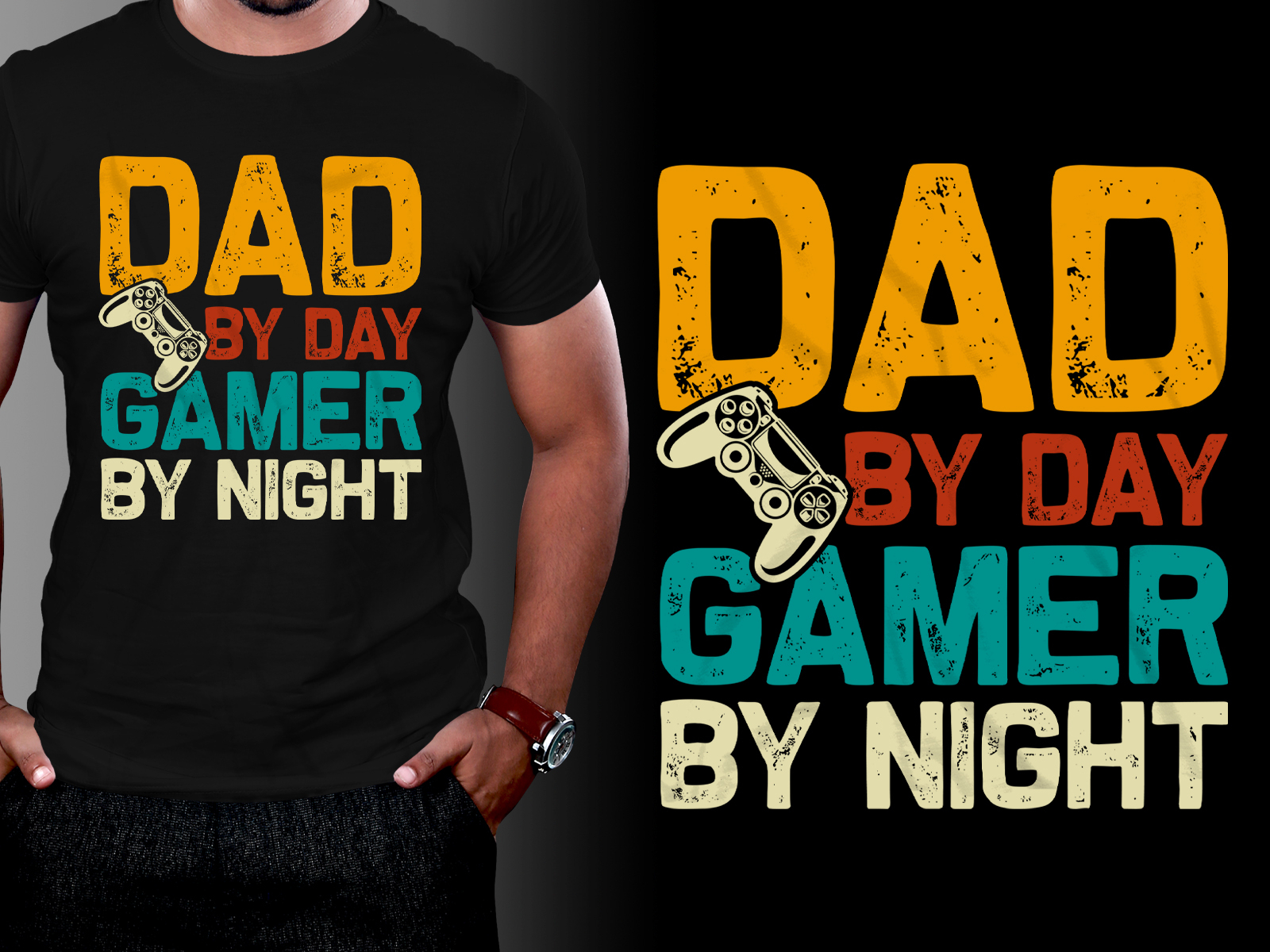 Dad By Day Gamer By Night T Shirt Design 4x 