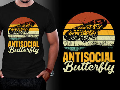 Antisocial Butterfly T-Shirt Design typography t shirt