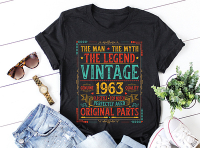 The Man The Myth The Legend Vintage 1963 T-Shirt Design graphic tees