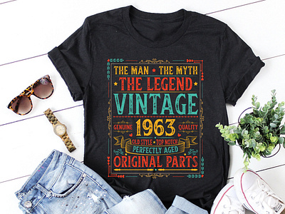 The Man The Myth The Legend Vintage 1963 T-Shirt Design