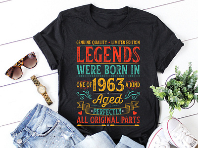 Legends Were Born In 1963 Aged Perfectly T-Shirt Design