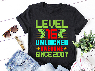 Level 16 Unlocked Awesome Since 2007 T-Shirt Design