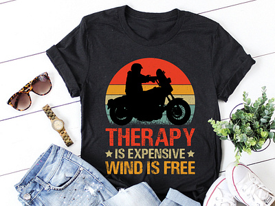 Therapy is expensive Wind is free Motorcycle T-Shirt Design