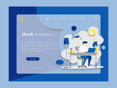 Website / 2D Illustration blue design dribbble flat graphic design homepage illustration illustrator illustrator cc photoshop typography ui ui design uiux ux uxdesign web web design website