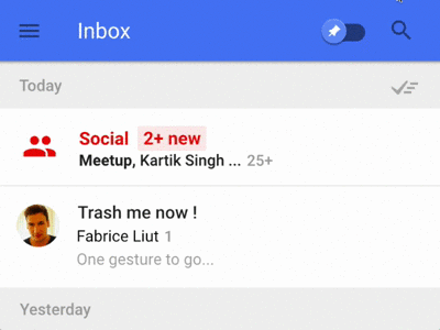 Google iOS Inbox double swip to trash