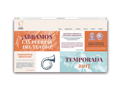 Web Design / Teatro Colón branding branding design design graphic design grid identity identity design illustration ui ux web web design website
