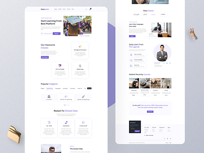 Easy Learn black college courses easy education figma graduation graphic design landing page learn lesson mockup purple school students study teacher ui ux website