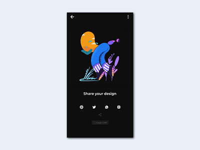 Share Page Dark Theme adobe xd app design flat illustration ui ui design uidesign uiux ux