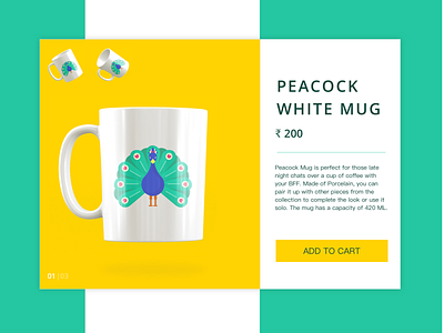 Peacock White mug ecommerce page