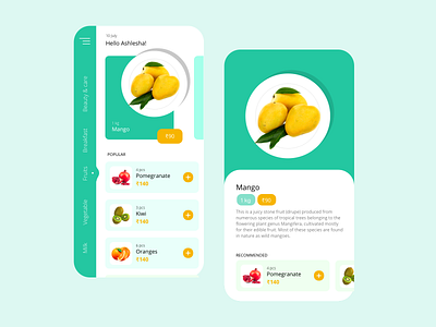 Ecommerce grocery app UI app colorful design ecommerce ecommerce app ecommerce design flatdesign fruits grocery grocery app illustration india mango rupee ui