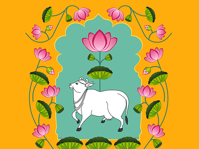Pichwai Cow Illustration