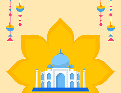 Lotus Taj Mahal Poster flatdesign poster tajmahal traditional yellow yellows